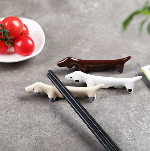 手工绘制创意腊肠狗陶瓷筷子架