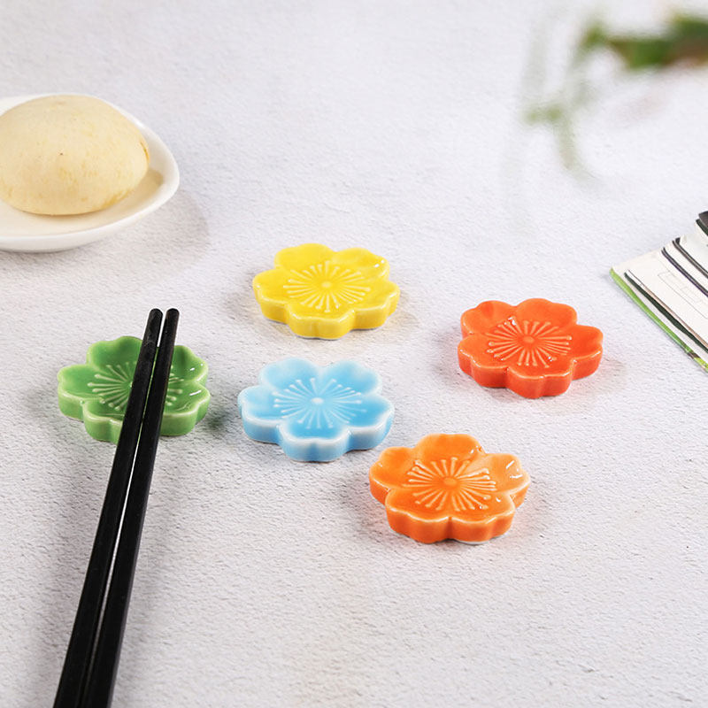 彩色樱花造型筷子架陶瓷餐具筷垫可爱家用防滑筷子托创意筷架筷枕,餐饮具,筷子架,淘宝优惠券,粉丝福利购,淘宝优惠卷