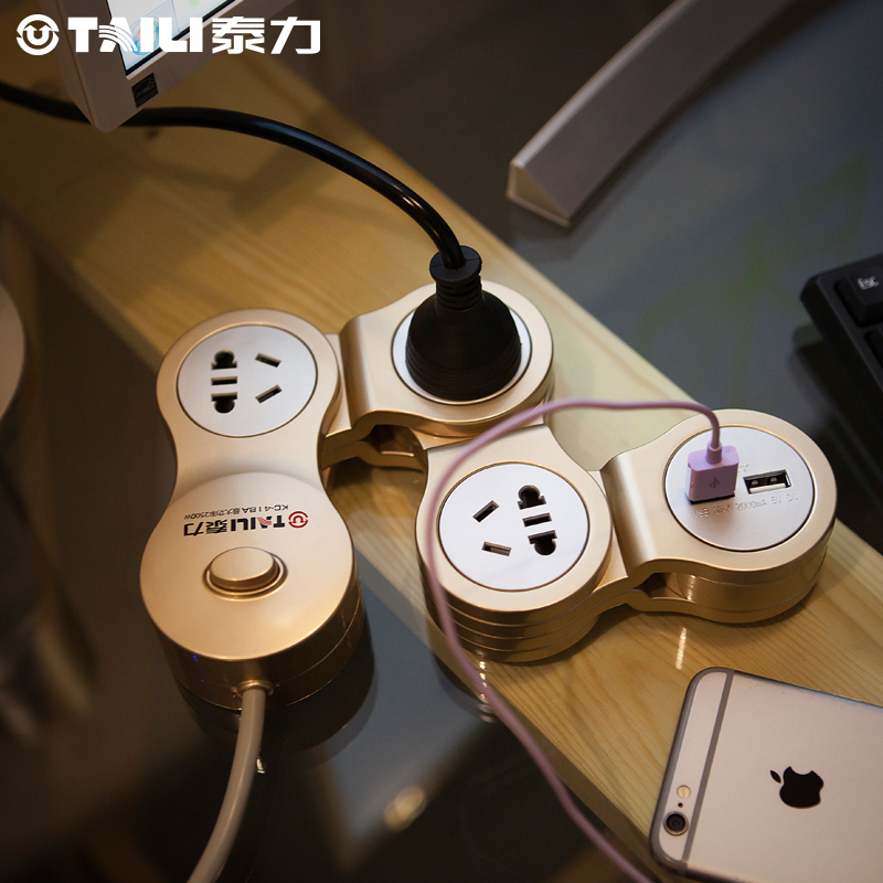 泰力创意插排 家用插板带线旋转排插usb拖接线板手机充电电源插座
