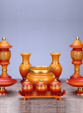 渐变纯铜香炉花瓶供灯佛具用品