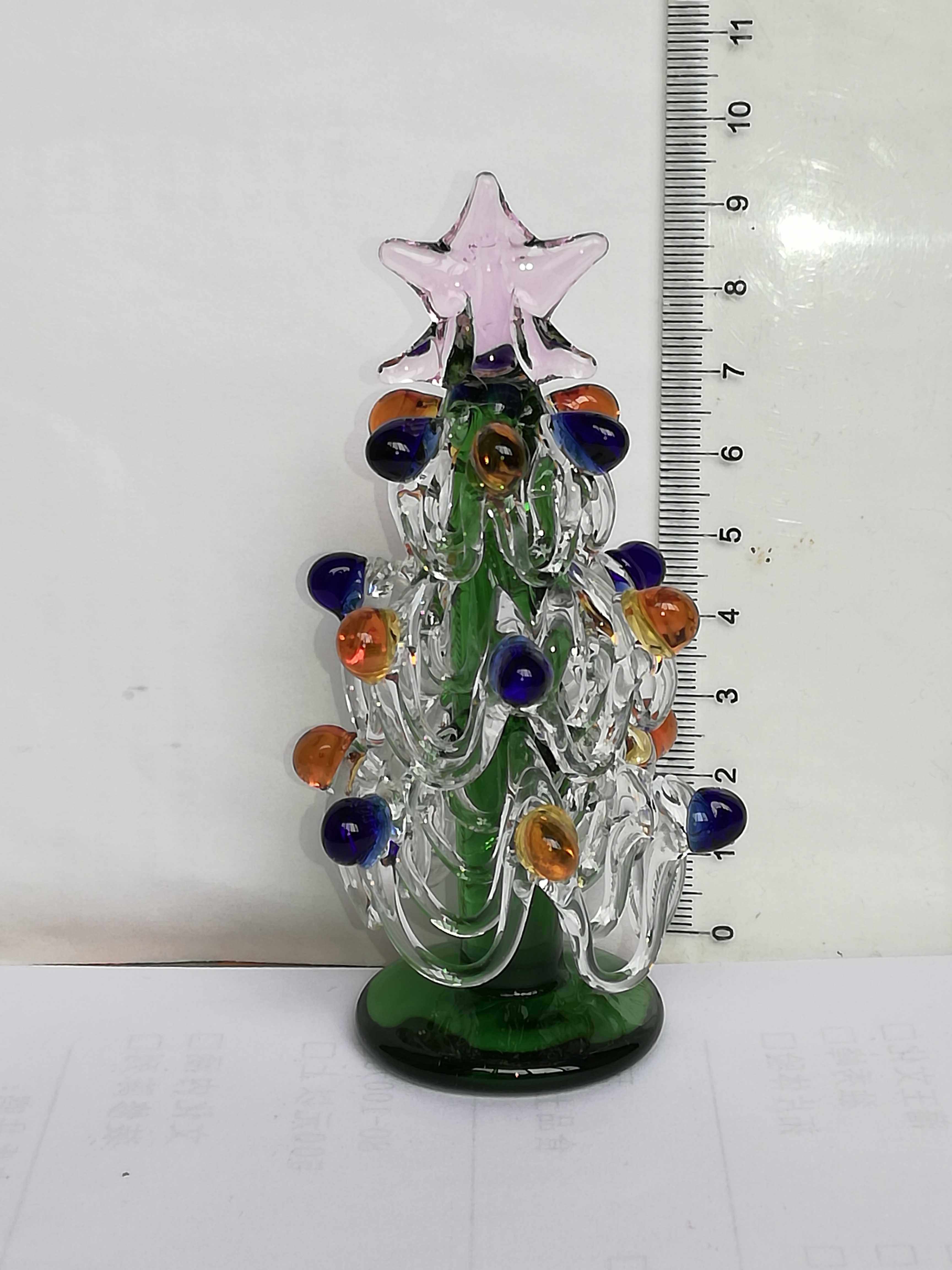 2020新款圣诞树吉祥摆件水晶玻璃拉丝制作琉璃工艺品可以定制包邮