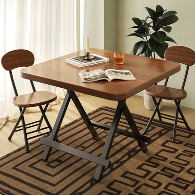 折叠餐桌家用小户型80x80桌子简易出租屋吃饭桌正方形手提便携式