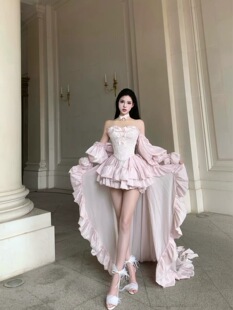 拖尾连衣裙女初恋少女高级感成人礼抹胸生日小礼裙显瘦公主蓬蓬裙