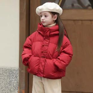 2025新款三防童装女童羽绒服宝宝儿童中国风短款冬季加厚保暖外套