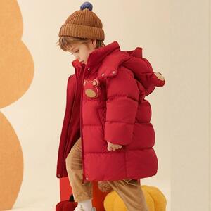 儿童可爱羽绒服男童中长款2025冬季新款男宝宝过膝中小童新年外套