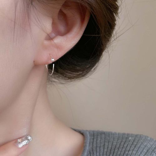 简约S925纯银耳圈细耳环耳骨钉