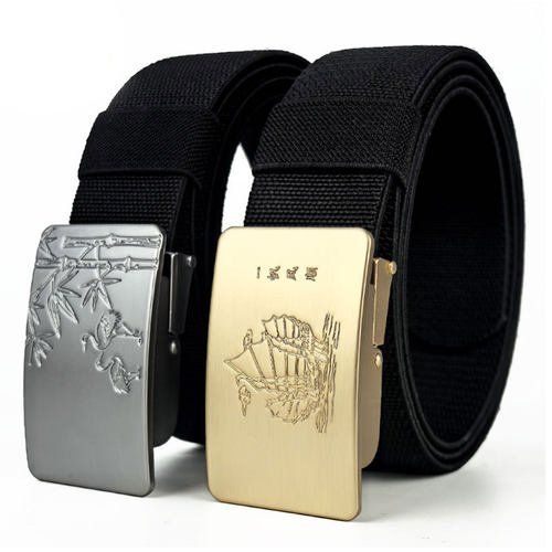 一帆风顺松紧弹力编织腰带男士国风帆布皮带百搭牛仔裤带3.5cm