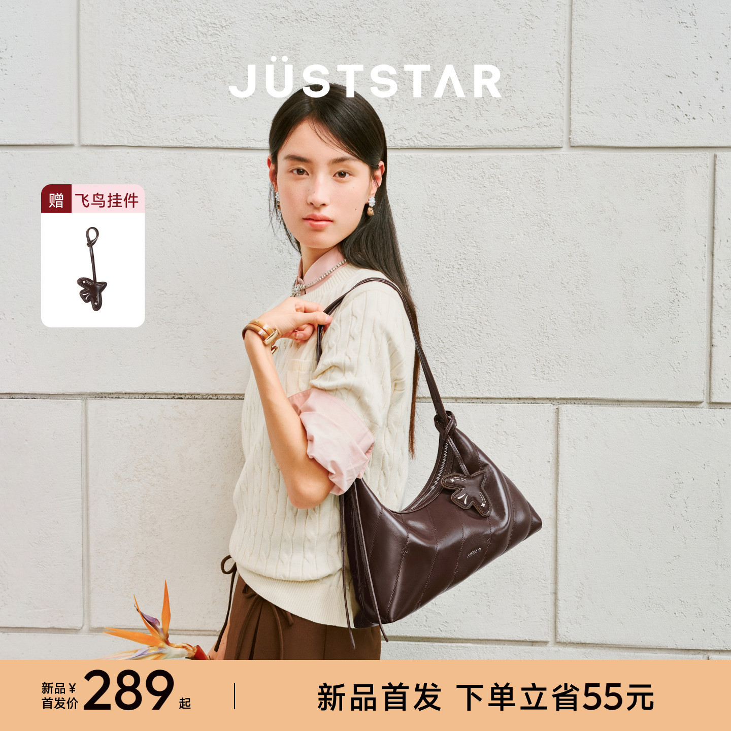 欧时纳飞鸟包2026新款女棕色大容量单肩斜挎包通勤松弛腋下hobo包图片