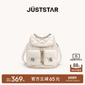 欧时纳华夫口袋双肩包女2025新款 高级感菱格通勤旅游轻便小背包