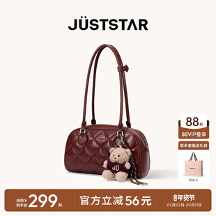 欧时纳华夫法棍包2025新款保龄球包单肩腋下女包红色新年礼物婚包