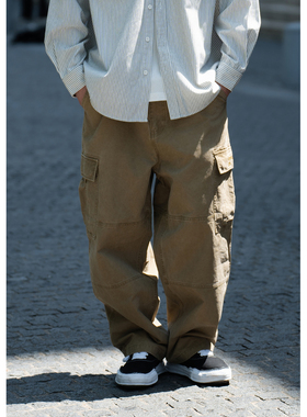 Batterup25秋冬新款潮流百搭休闲裤日系水洗宽松口袋锥形工装裤男