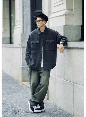 Batterup秋冬新款日系复古宽松灯芯绒休闲百搭工装长袖衬衫外套男