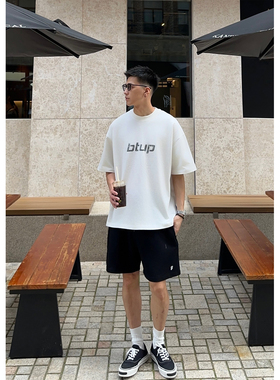 Batterup2025新款日系宽松圆领破坏印花纯棉休闲短袖T恤男夏季潮