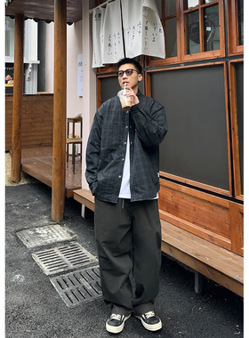 Batterup日系潮牌原创秋冬棉服上衣内搭夹棉格子衬衫夹克外套男