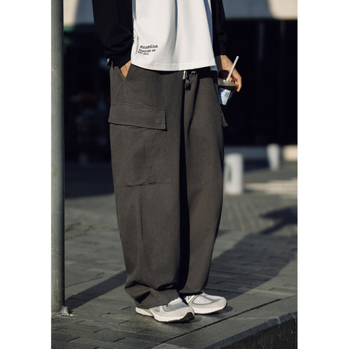 Batterup日系工装宽松阔腿长裤