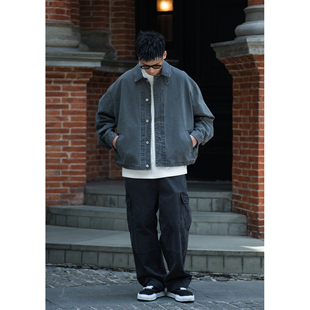 BatterUp2025新款上衣日系宽松休闲翻领短款工装夹克外套男春秋潮