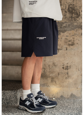Batterup2025新款日系宽松字母印花速干休闲运动五分裤短裤男夏季