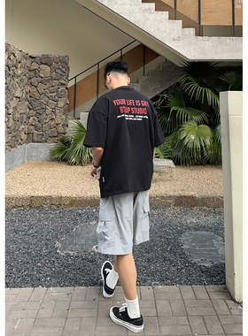 Batterup2025新款夏季青少年日系休闲宽松纯棉百搭印花短袖T恤男