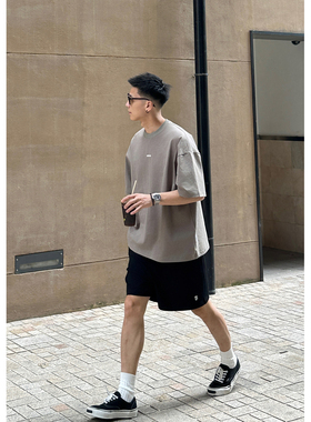 Batterup日系潮牌宽松小刺绣圆领简约休闲百搭纯棉短袖T恤男夏季