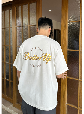 Batterup2024夏季新款日系上衣T恤宽松美式logo纯棉印花短袖男潮