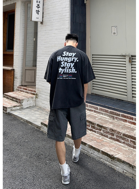 Batterup25新品日系上衣字母印花圆领简约百搭短袖T恤男夏季潮牌