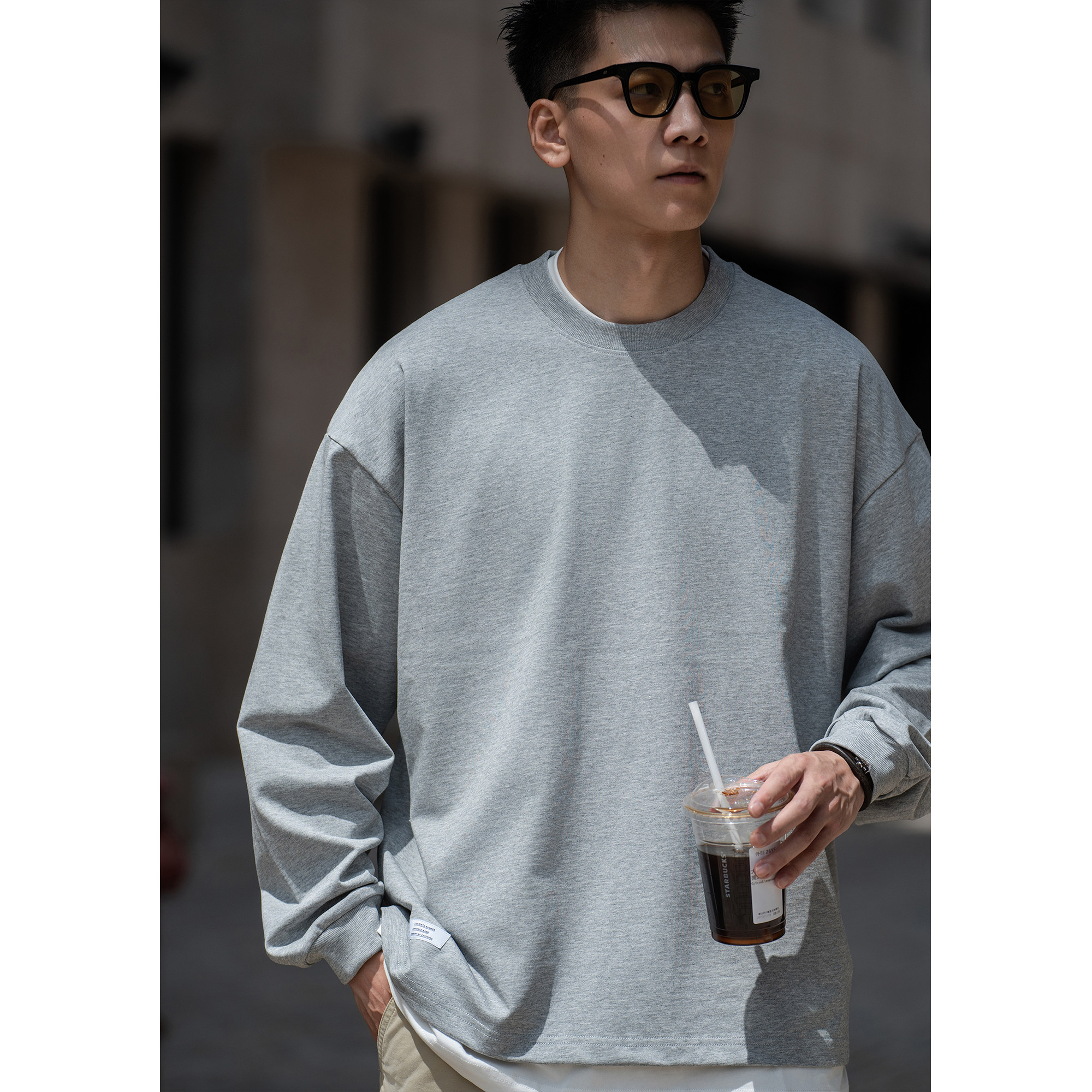 BatterUp秋季宽松纯色圆领T恤