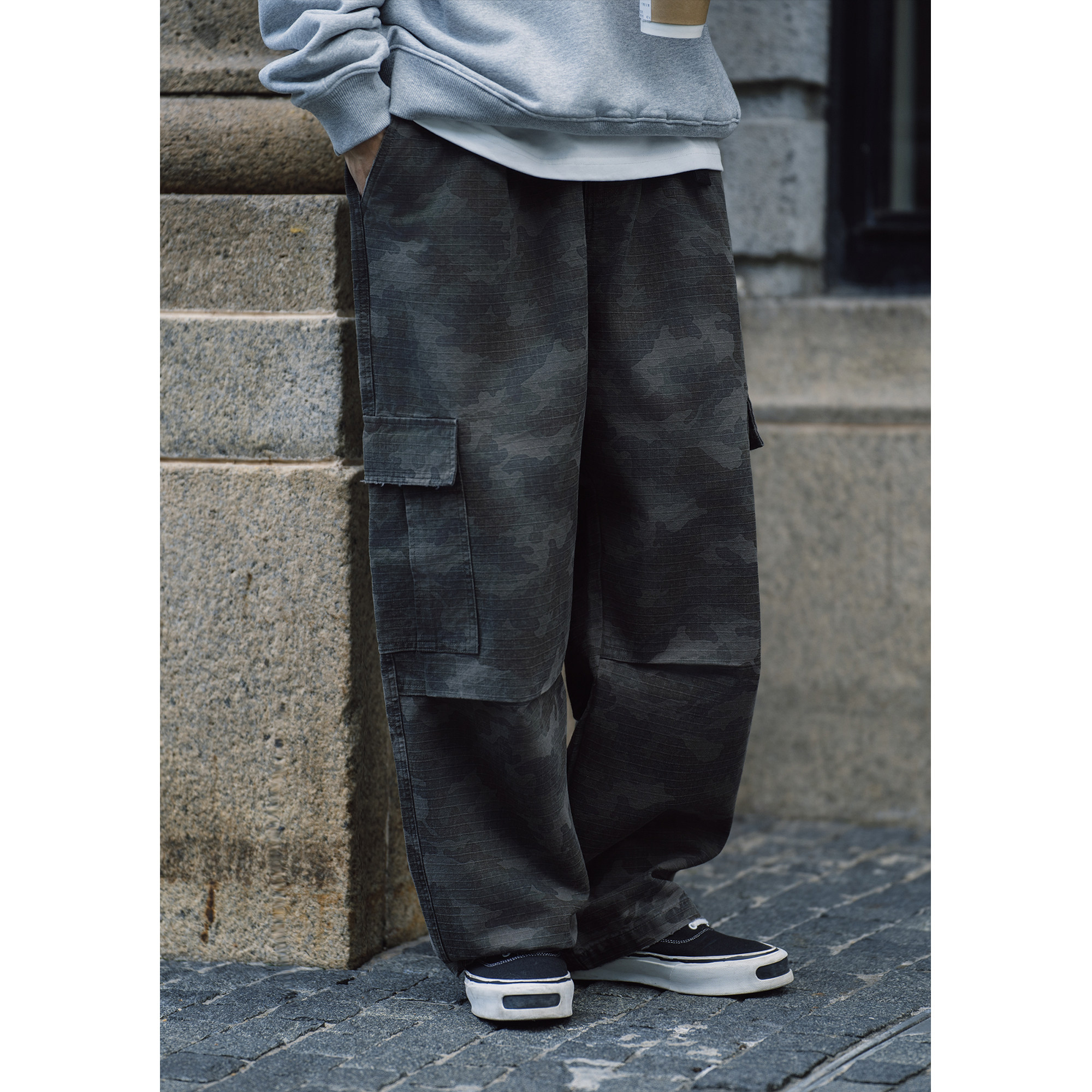 Batterup复古迷彩多口袋破坏做旧休闲裤宽松直筒潮流百搭工装裤男,男装,休闲裤,淘宝优惠券,粉丝福利购,淘宝优惠卷