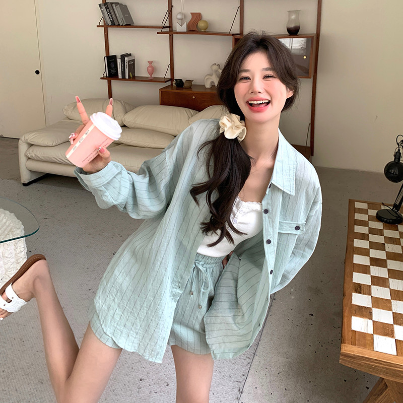 现货新款条纹防晒两件套套装239-8172-p135k188,女装套装/套裙,浙宝239