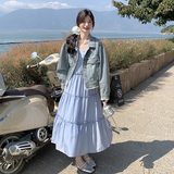 新款连衣裙牛仔外套套装239-2516单裙p135k198外套p145k218，女装短外套，浙宝239