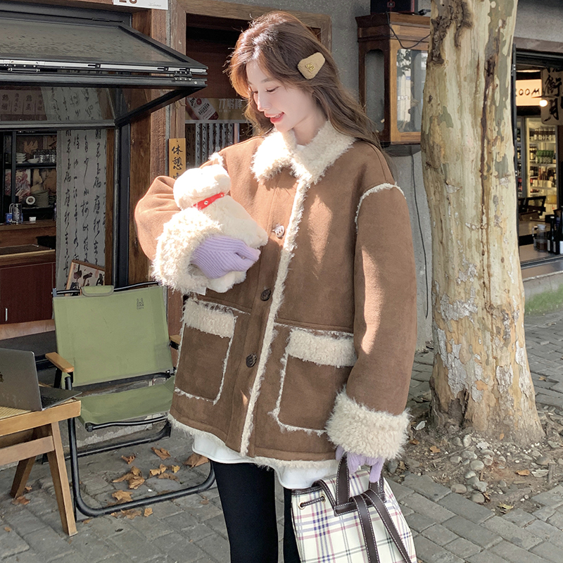 新款羊羔毛皮毛一体外套239-25113-p205k308，女装短外套，浙宝239
