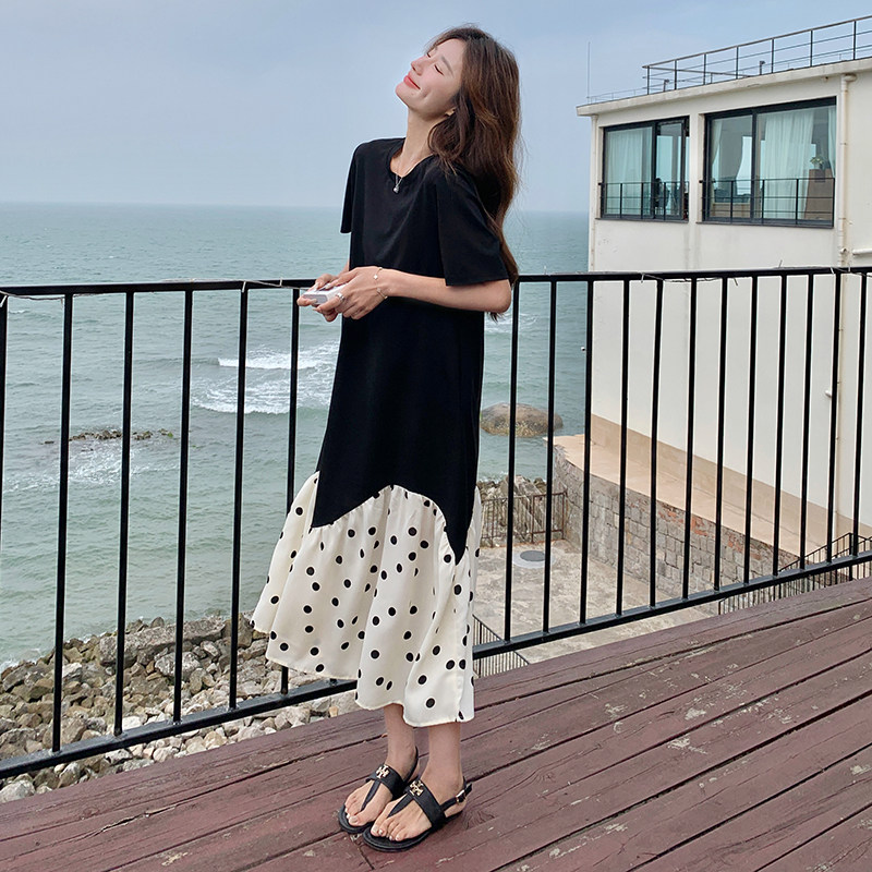现货新款拼接波点连衣裙239-8195-p125k178,女装连衣裙,浙宝239