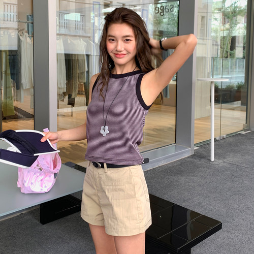 复古撞色背心夏女外穿2026舒适