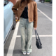 复古做旧条纹牛仔裤 女美式 宽松2025新款 珍妮宇航局 宽松阔脚裤 子