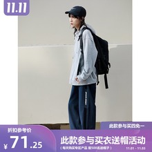 珍妮空间站2020新款工装运动卫裤女宽松显瘦字母拼色束脚休闲裤子