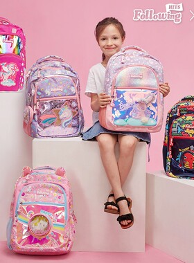 FH开学季男女小学生可爱轻便减负独角兽猫咪大容量书包双肩背书包