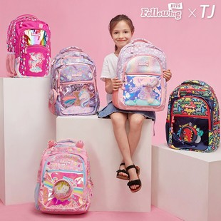 FH开学季男女小学生可爱轻便减负独角兽猫咪大容量书包双肩背书包