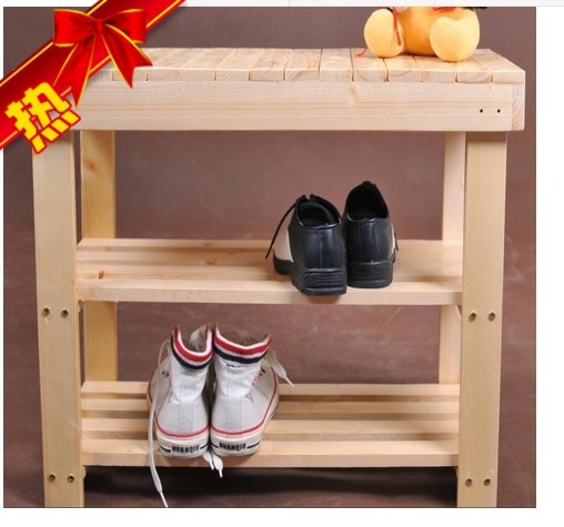 松木实木鞋架小鞋柜无缝穿鞋凳