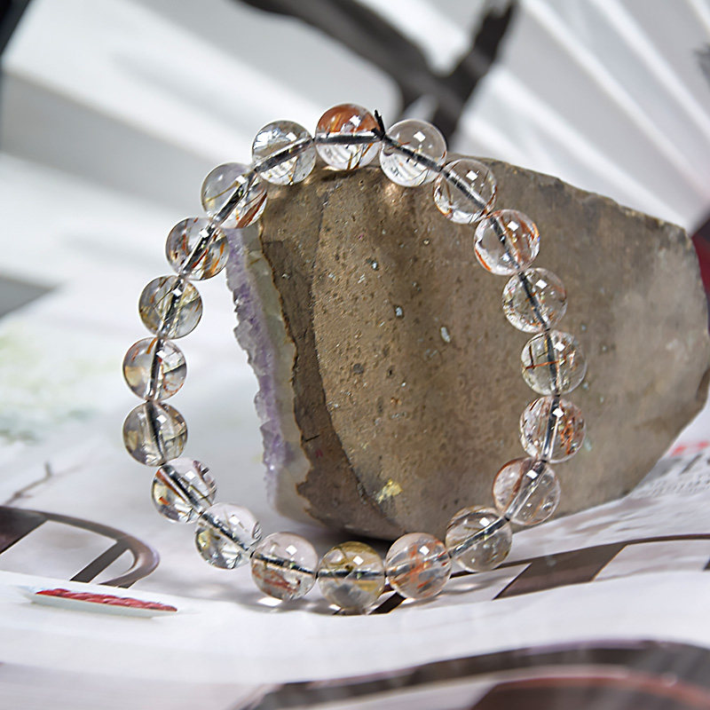 天然水晶黑金超七手链圆珠单圈男女款原石晶石手串饰品,饰品/流行首饰/时尚饰品新,手饰/手串,淘宝优惠券,粉丝福利购,淘宝优惠卷