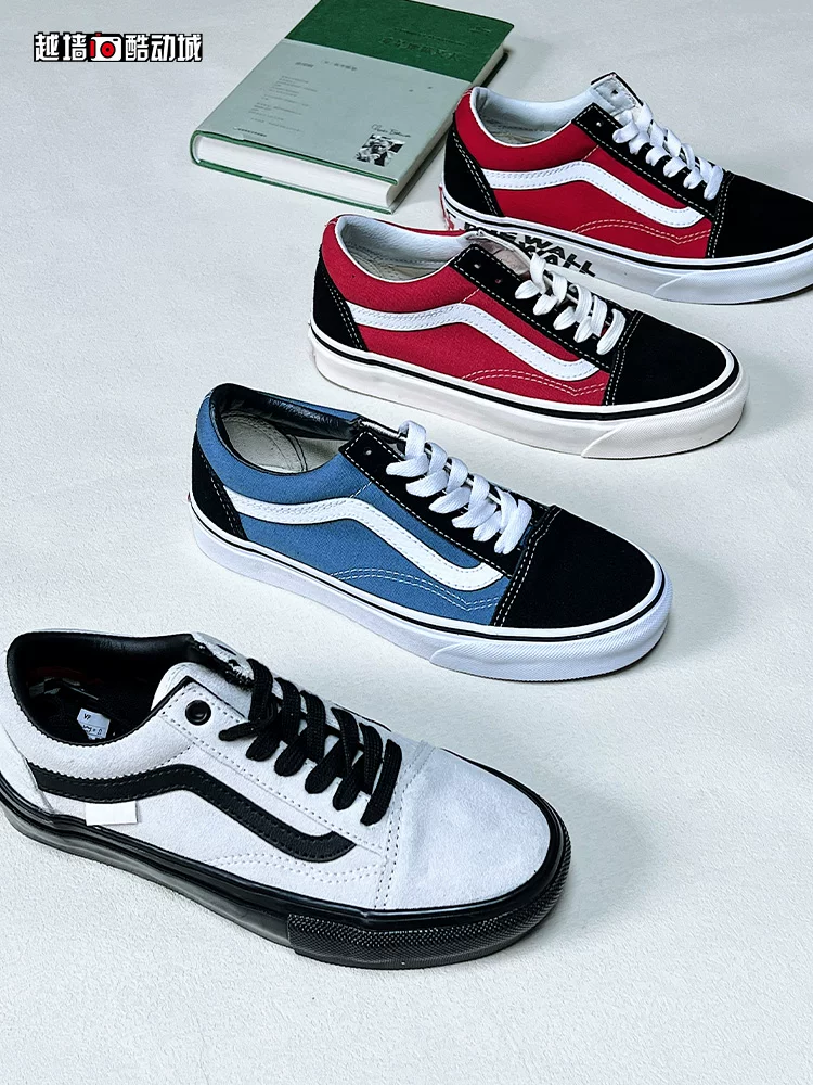 Кроссовки-бордовыe Vans CLASSIC OLD SKOOL Navy Blue Black Red Low Gang мужские и женские тканевые кеды V000D3HNVY