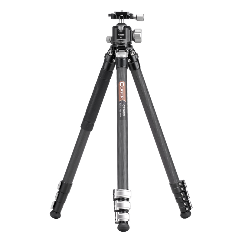 卡宴（Cayer）CF1570碳纤维相机三脚架微单摄像拍照球形云台手机相机支架超轻便携旅行视频直播紧凑设计