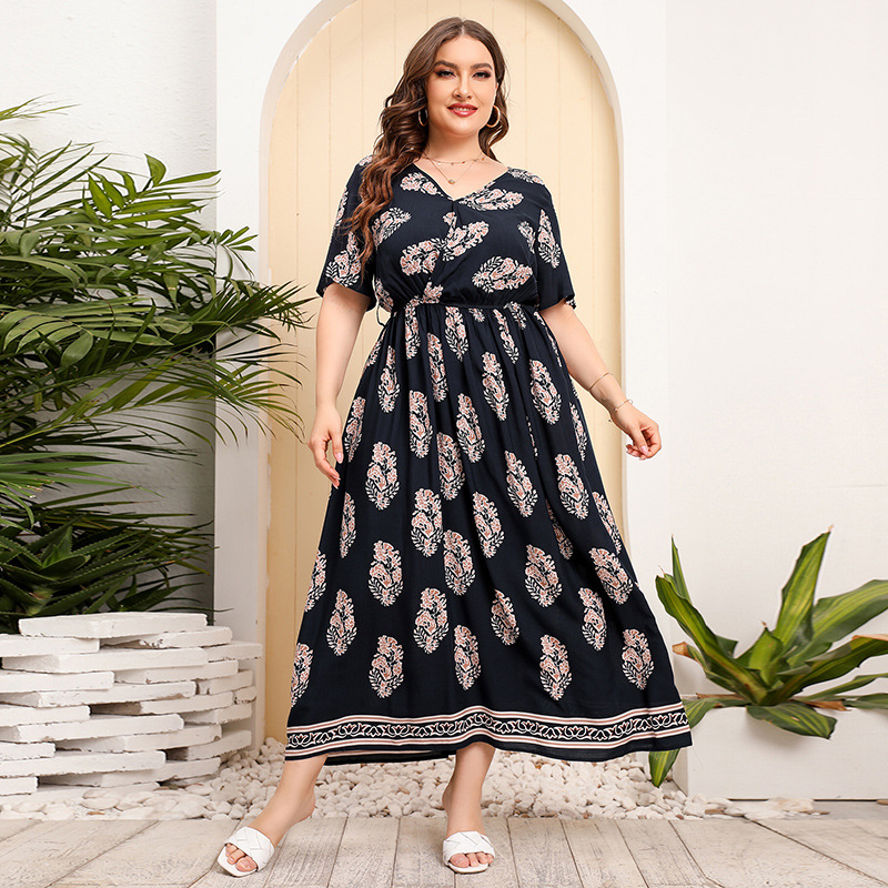 plus size women beach dress summer long dresses大码连衣裙-封面