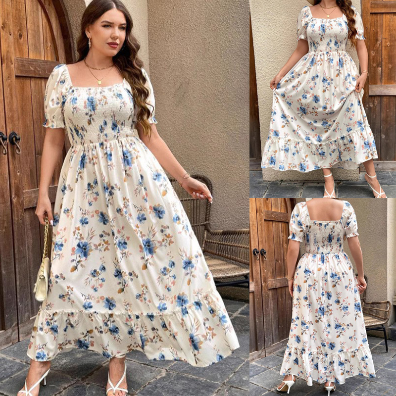 Plus size women fashion ladies dress大码女装印花连衣裙L-4XL