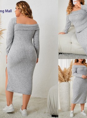 Plus Size New Dress for Curvy Women Sexy Side Slit Dresses