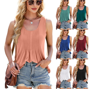 Tank Women New for Shirt Loose Pleated Striped Summer 2025