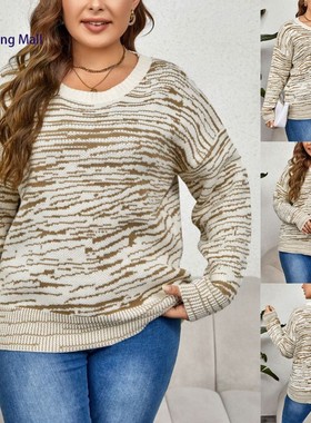 Women Plus Size A/W Thick Pullover Sweater O-Neck 套头毛衣