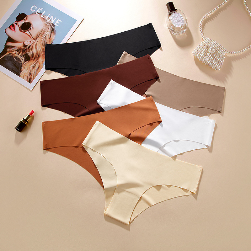 Women's Ice Silk Seamless Panties Sexy Low Rise Briefs 内裤