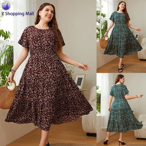 夏季大码印花宽松女士连衣裙