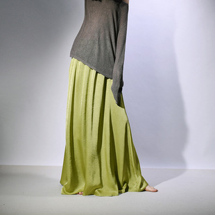 Silk Road Chinese-Inspired Satin A-Line Skirt Ankle-Length