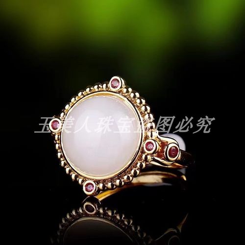 新疆羊脂玉白玉戒指镶嵌