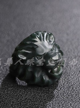 天然和田玉一级塔青细料生肖虎戒指老虎头指环霸气玉石板指送父亲
